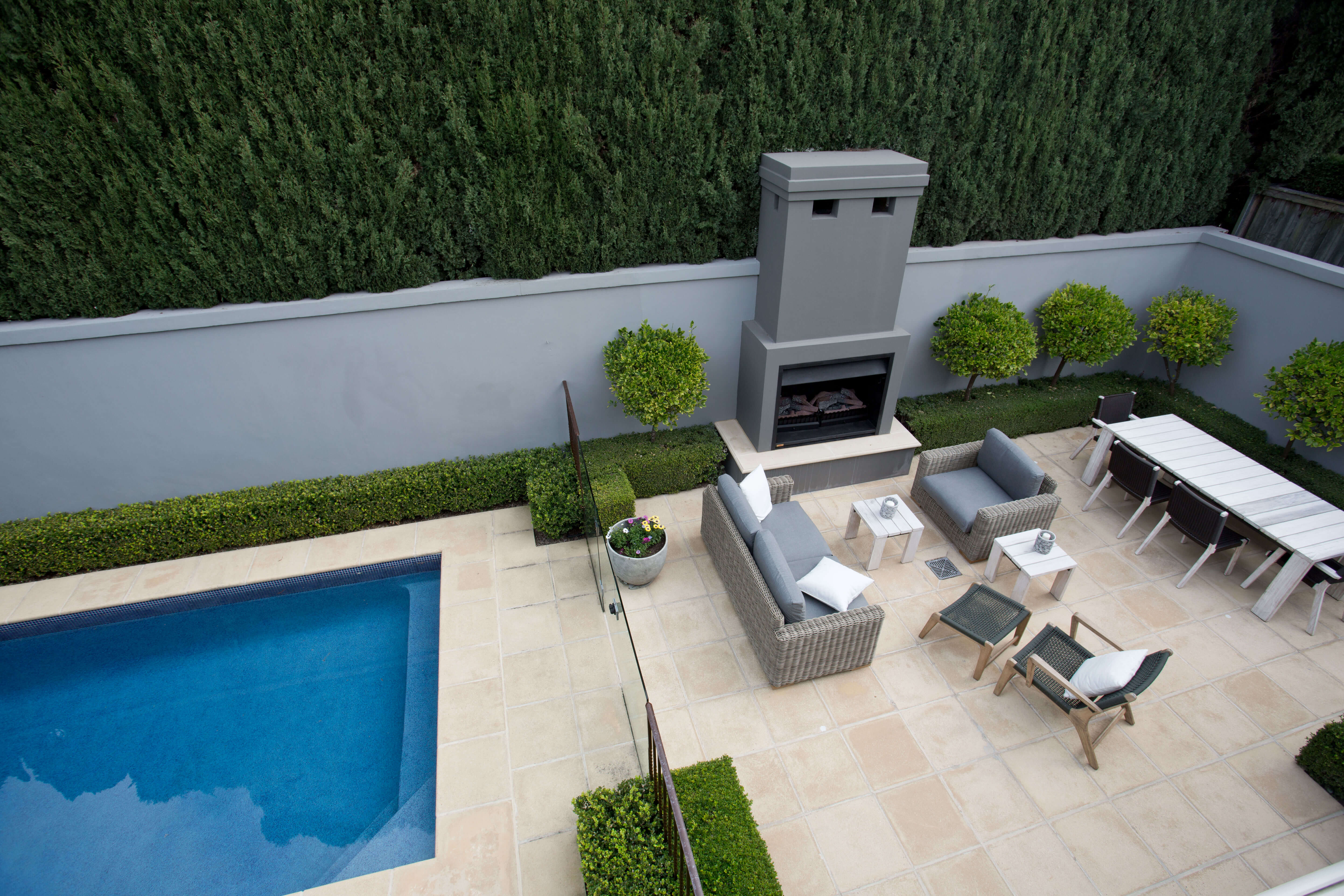 Fireplace and Balcony